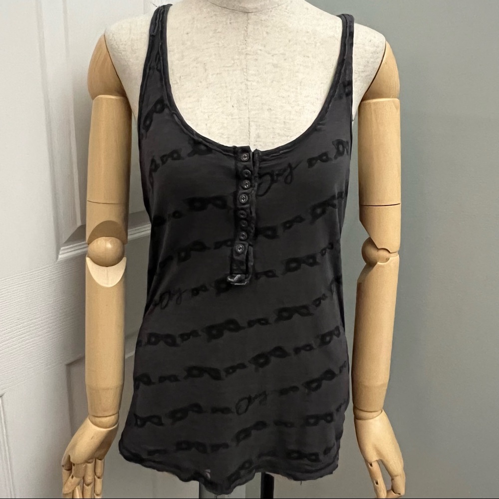 Obey Distressed Grey Black Glasses Patter Slub Racerback Tank Size L - Picture 2 of 15